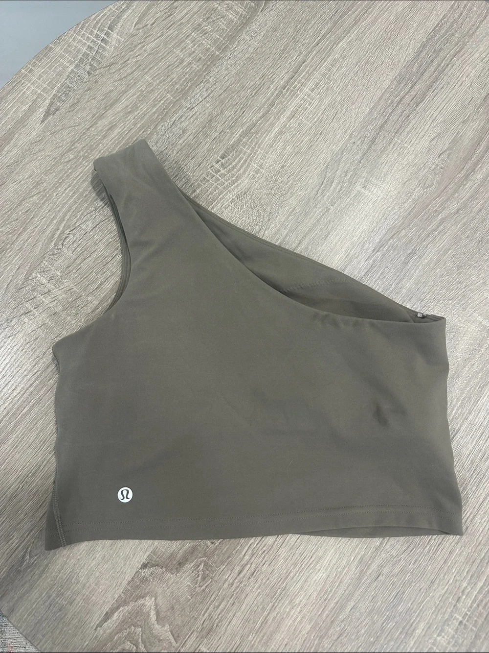 lululemon athletica One-Shoulder Crop Top in Olive Green